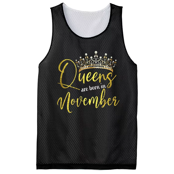 Queens Are Born In November Birthday Gift Mesh Reversible Basketball Jersey Tank