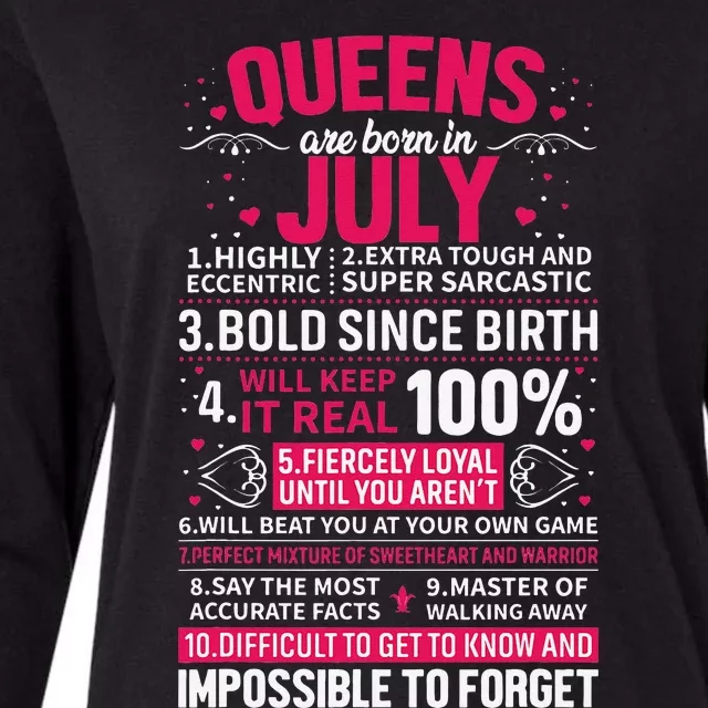 Queens Are Born in July Womens Cotton Relaxed Long Sleeve T-Shirt