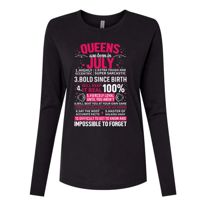 Queens Are Born in July Womens Cotton Relaxed Long Sleeve T-Shirt