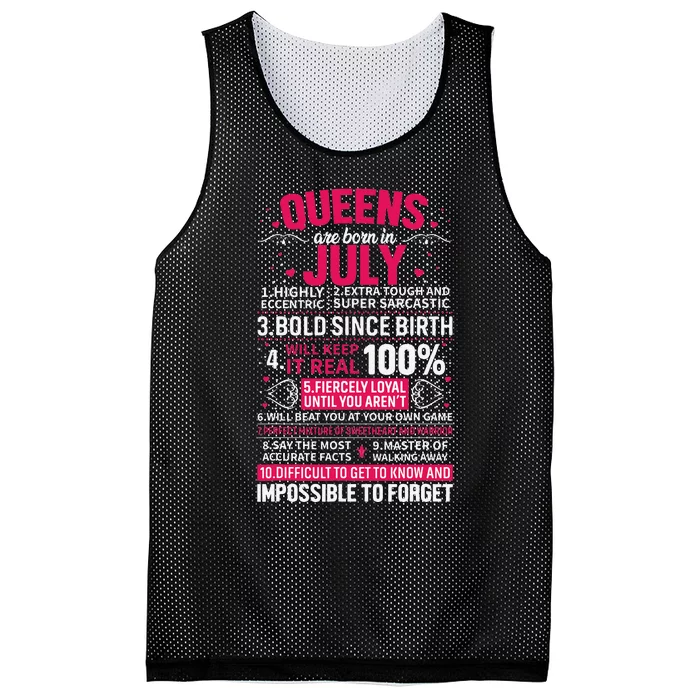 Queens Are Born in July Mesh Reversible Basketball Jersey Tank