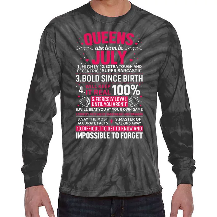 Queens Are Born in July Tie-Dye Long Sleeve Shirt