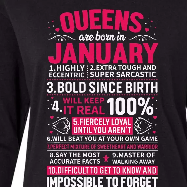 Queens Are Born in January Birthday Gifts Womens Cotton Relaxed Long Sleeve T-Shirt