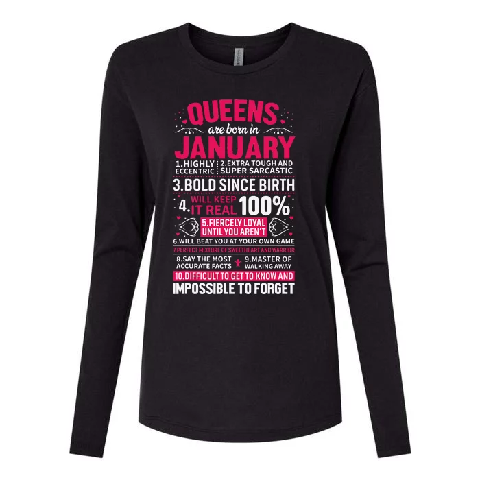 Queens Are Born in January Birthday Gifts Womens Cotton Relaxed Long Sleeve T-Shirt