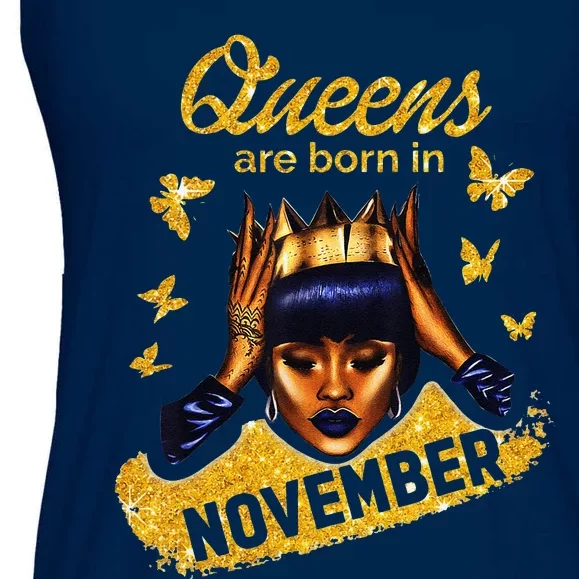 Queens Are Born In November Birthday For Black Women Ladies Essential Flowy Tank