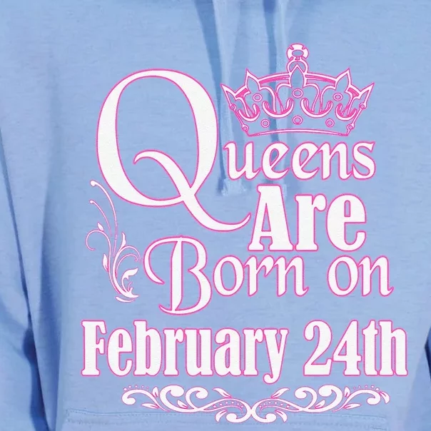 Queens Are Born On February 24th Funny Birthday Unisex Surf Hoodie