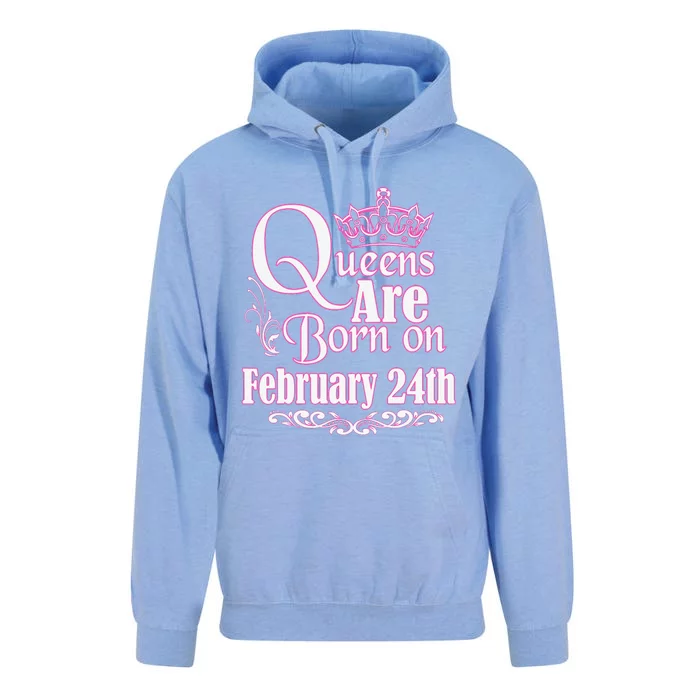 Queens Are Born On February 24th Funny Birthday Unisex Surf Hoodie