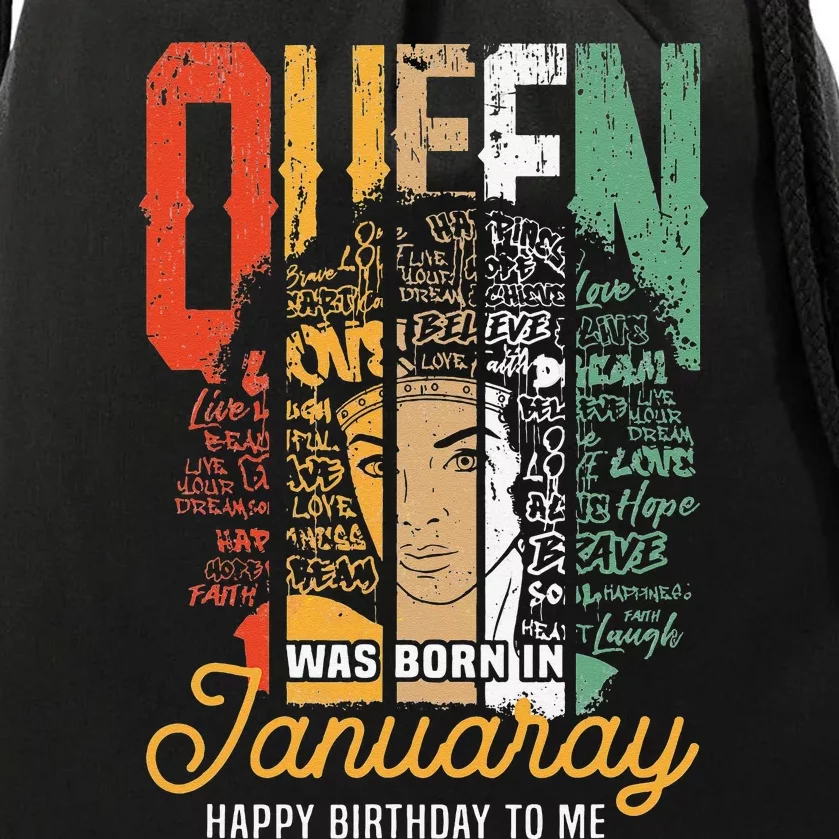 Queens Are Born in January for Wo African American Drawstring Bag