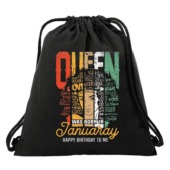 Queens Are Born in January for Wo African American Drawstring Bag