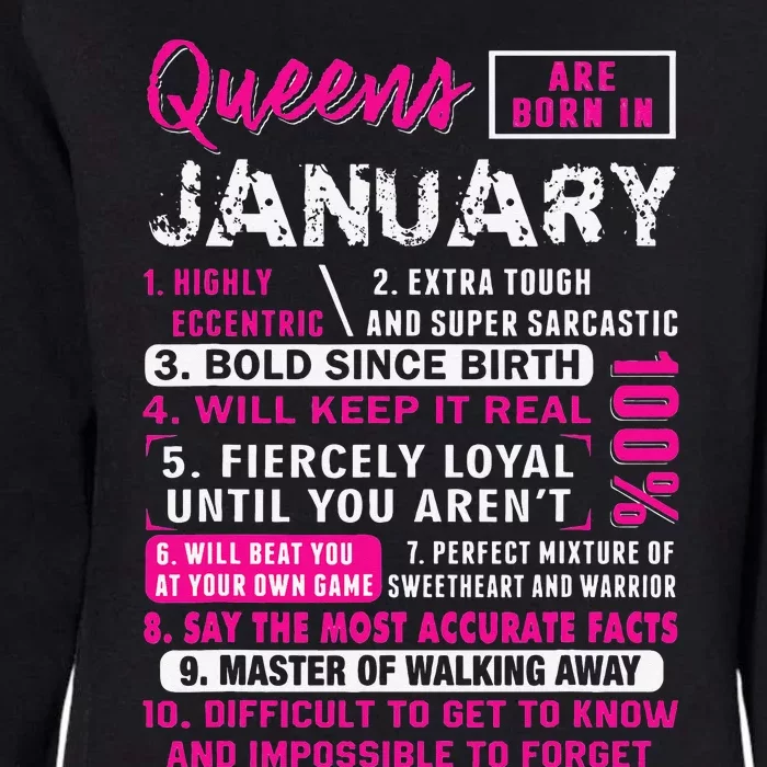 Queens Are Born In January Gifts 10 Facts Funny Birthday Womens California Wash Sweatshirt