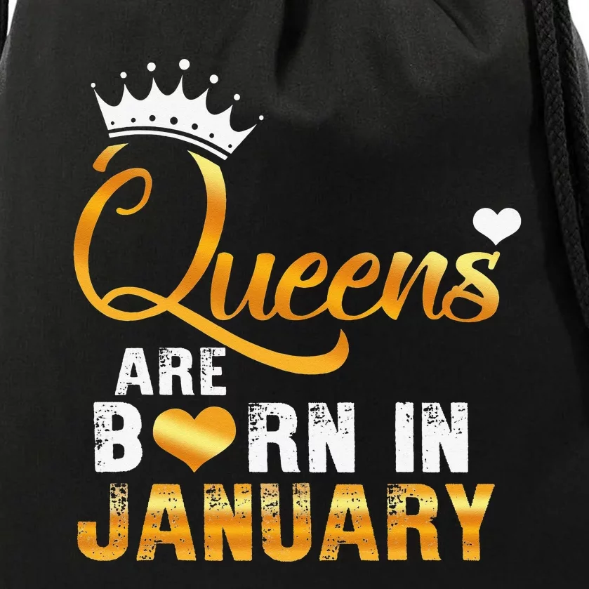 Queens are born in January Wo's Birthday Drawstring Bag