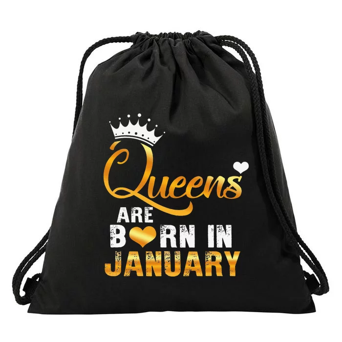 Queens are born in January Wo's Birthday Drawstring Bag