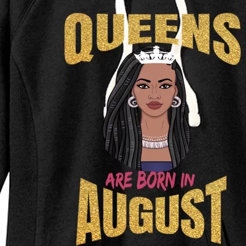 Queens Are Born August Black Leo Virgo Birthday Gift Women's Fleece Hoodie