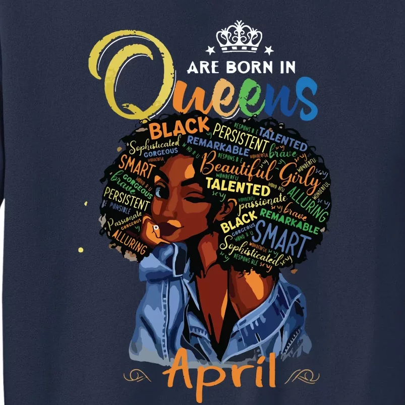 Queens Are Born In April Black Girl Aries Taurus Birthday Sweatshirt