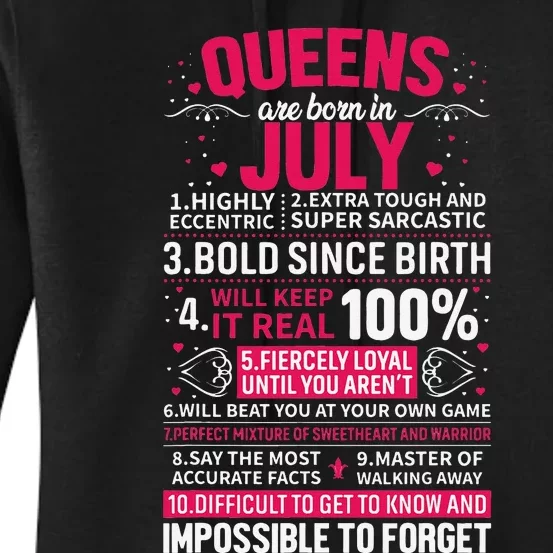 Queens Are Born in July Women's Pullover Hoodie