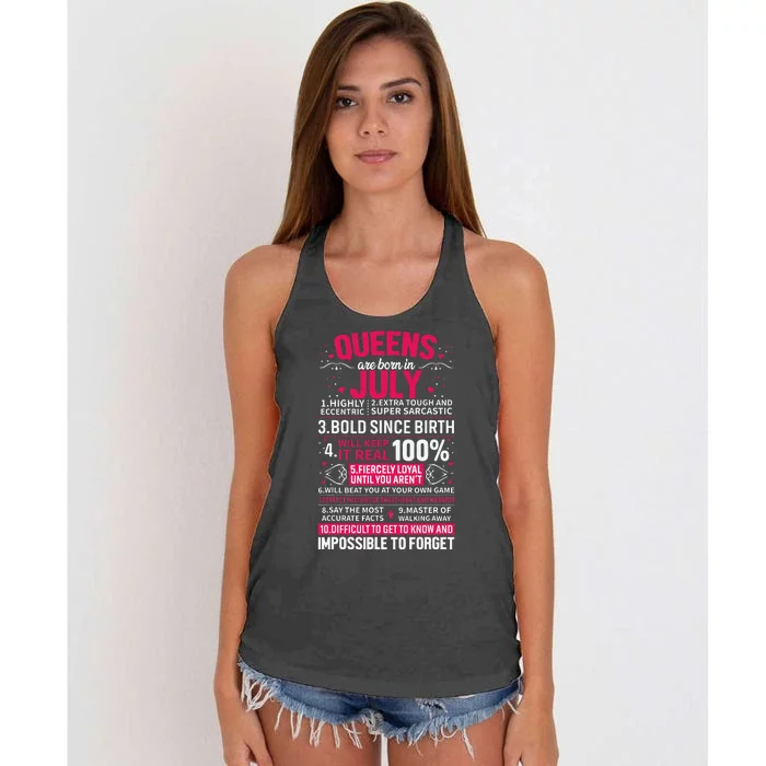 Queens Are Born in July Women's Knotted Racerback Tank