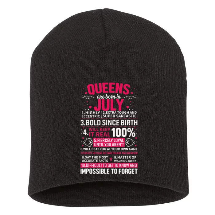 Queens Are Born in July Short Acrylic Beanie