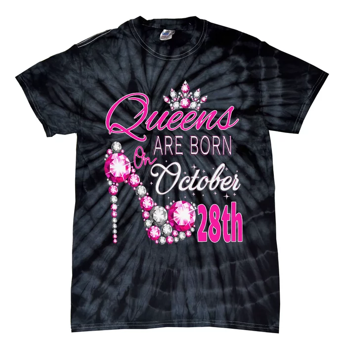 Queens are born on October 28th Scorpio Libra Queen Tie-Dye T-Shirt