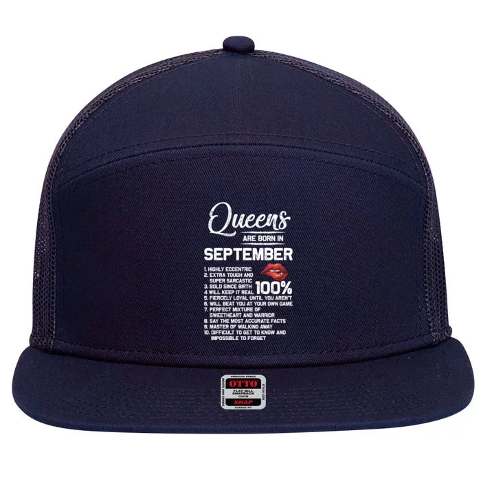 Queens Are Born In September Birthday Funny Gift 7 Panel Mesh Trucker Snapback Hat