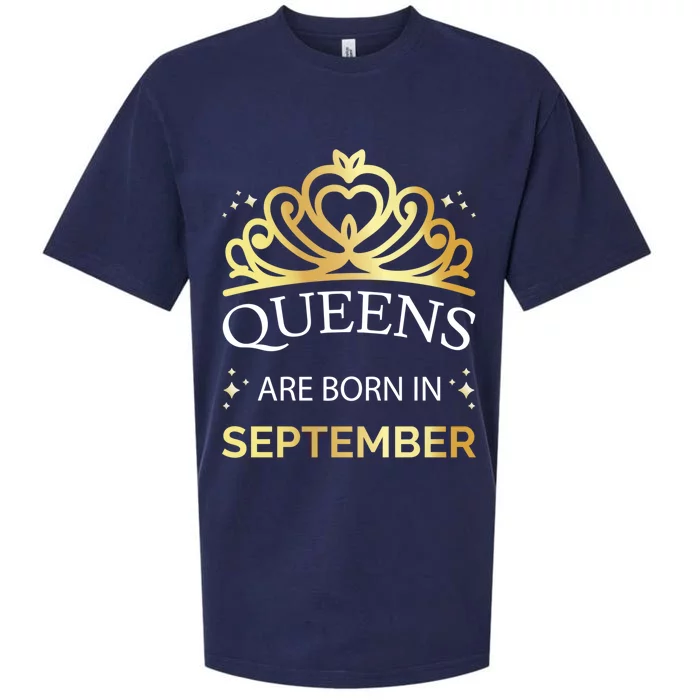 Queens Are Born In September Virgo Libra Birthday Gift Sueded Cloud Jersey T-Shirt