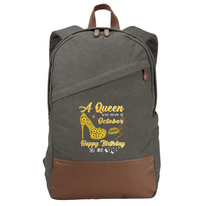 Queens Are Born In October October Birthday S For Women Cotton Canvas Backpack