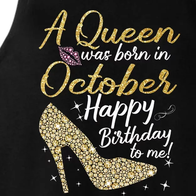 Queens Are Born In October Birthday Women Ladies Tri-Blend Wicking Tank