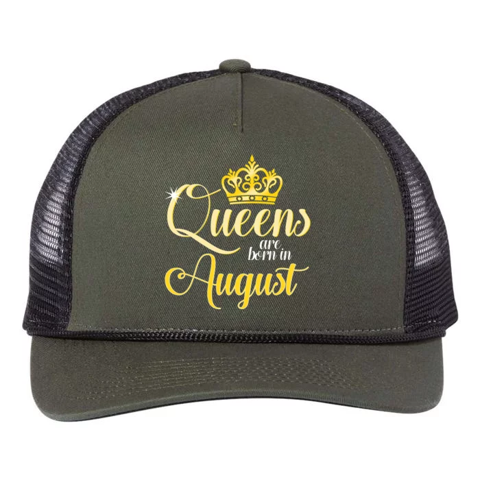 Queen Are Born In August Birthday Girl Retro Rope Trucker Hat Cap