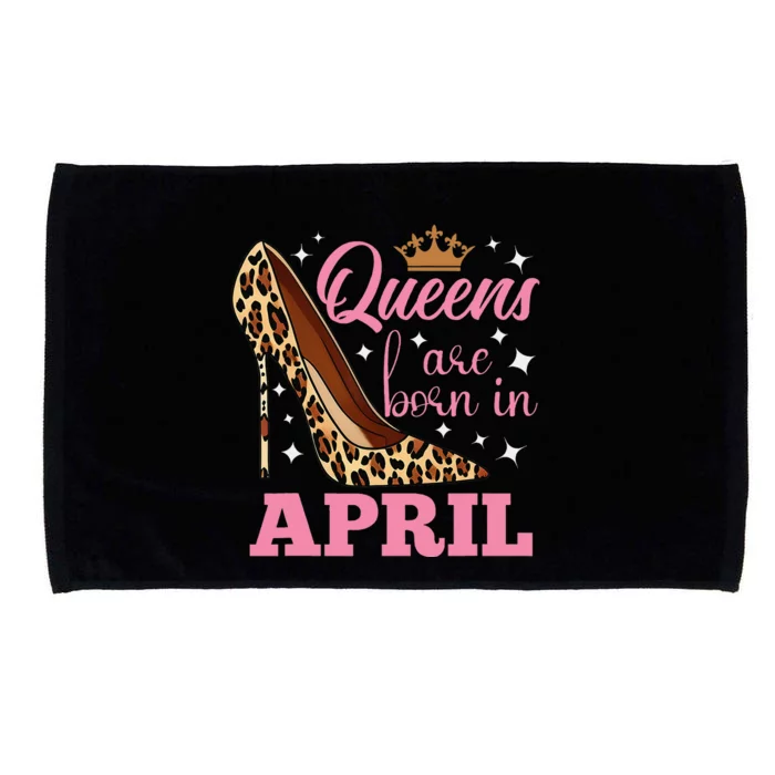 Queens are Born in April Funny April Birthday Microfiber Hand Towel