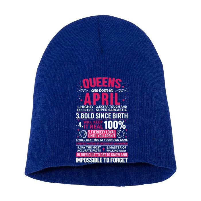 Queens Are Born In April Gift Short Acrylic Beanie