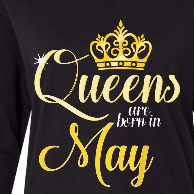 Queens Are Born In May Women Birthday Month Date Womens Cotton Relaxed Long Sleeve T-Shirt