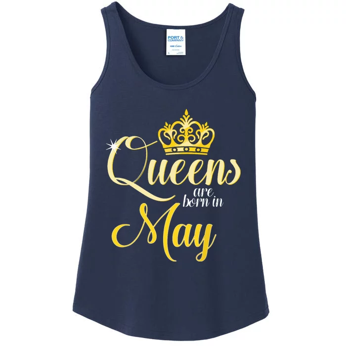 Queens Are Born In May Women Birthday Month Date Ladies Essential Tank