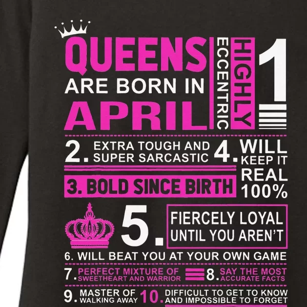 Queens Are Born In April Birthday Womens CVC Long Sleeve Shirt