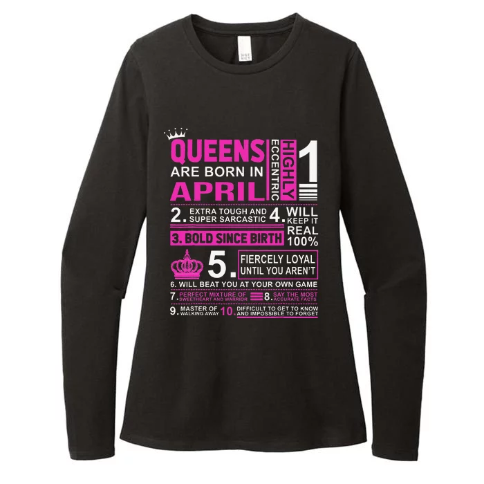 Queens Are Born In April Birthday Womens CVC Long Sleeve Shirt