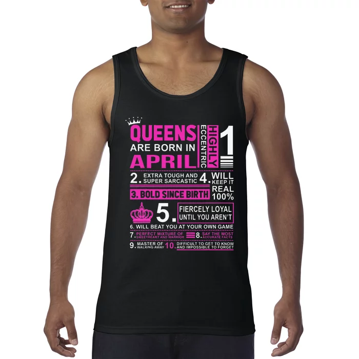 Queens Are Born In April Birthday Tank Top