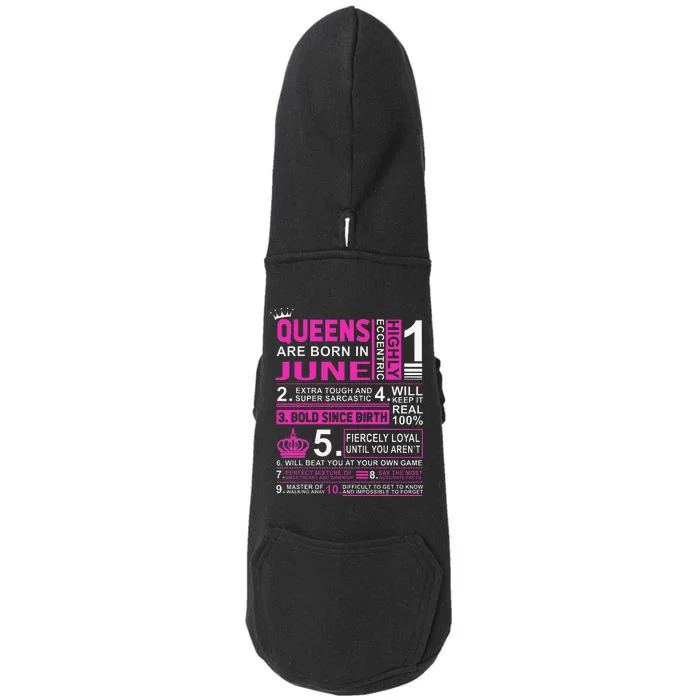 Queens Are Born In June Birthday Doggie 3-End Fleece Hoodie