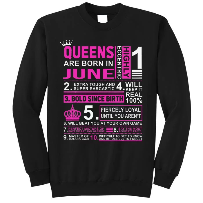 Queens Are Born In June Birthday Sweatshirt