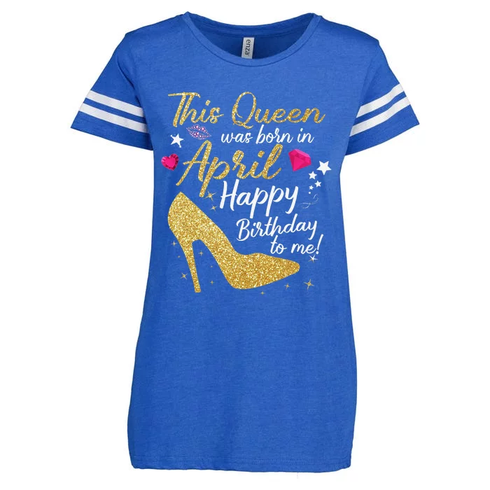 Queens Are Born In April Funny April Enza Ladies Jersey Football T-Shirt