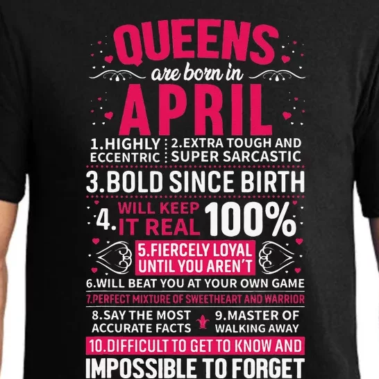 Queens Are Born in April Pajama Set