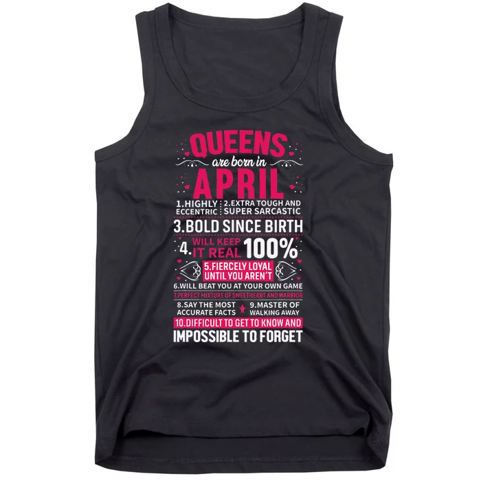 Queens Are Born in April Tank Top