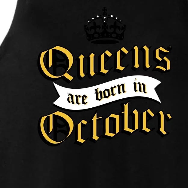 Queens Are Born In October Ladies Tri-Blend Wicking Tank