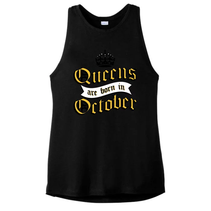 Queens Are Born In October Ladies Tri-Blend Wicking Tank