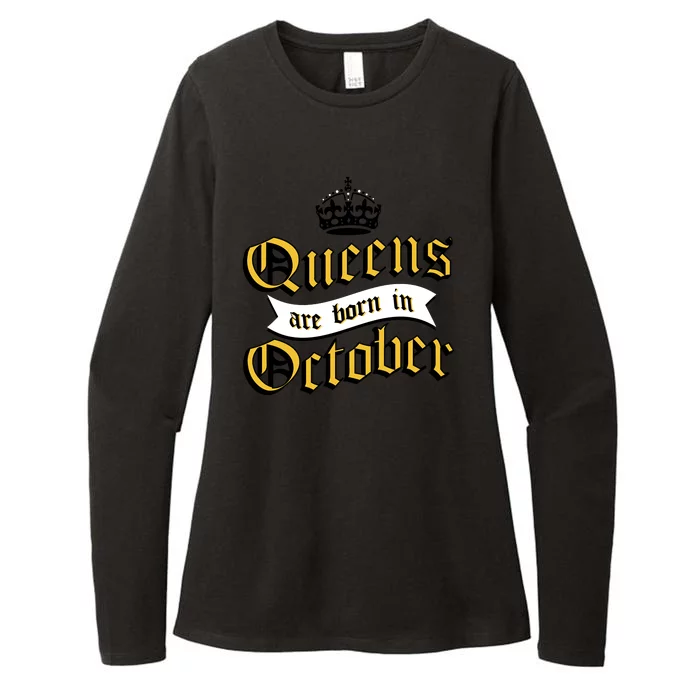 Queens Are Born In October Womens CVC Long Sleeve Shirt