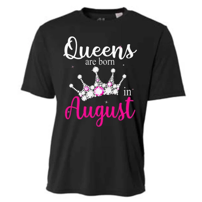 Queens Are Born In August Pink Crown Birthday Gifts Cooling Performance Crew T-Shirt