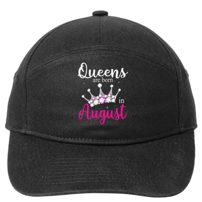 Queens Are Born In August Pink Crown Birthday Gifts 7-Panel Snapback Hat