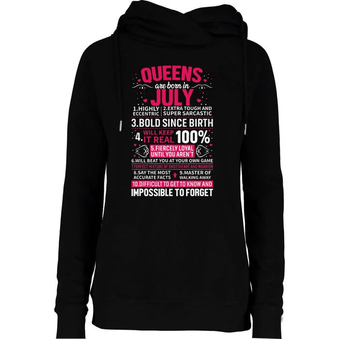 Queens Are Born in July Womens Funnel Neck Pullover Hood