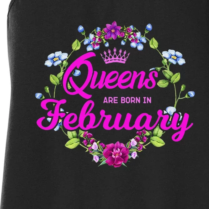 Queens are Born in February Birthday Gift for Wo Women's Racerback Tank