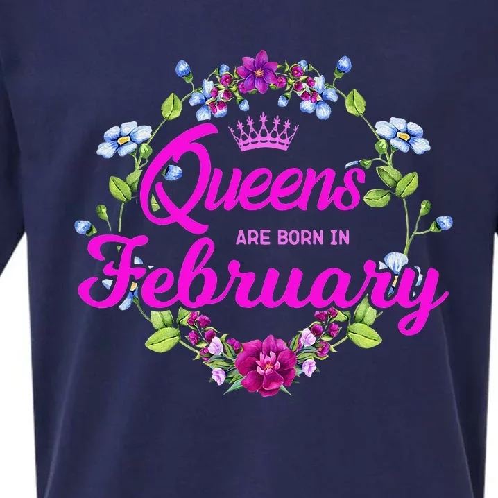 Queens are Born in February Birthday Gift for Wo Sueded Cloud Jersey T-Shirt