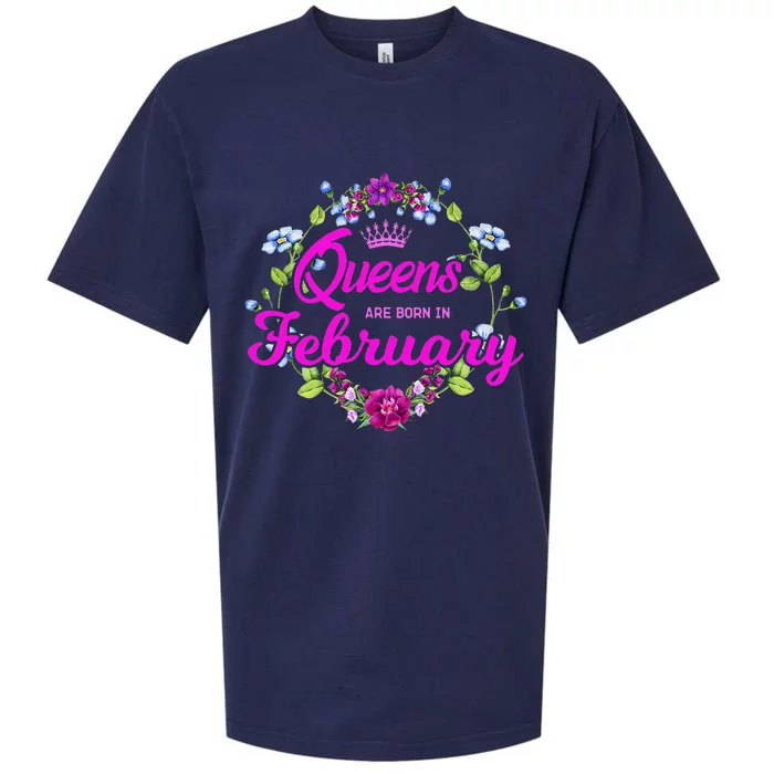 Queens are Born in February Birthday Gift for Wo Sueded Cloud Jersey T-Shirt