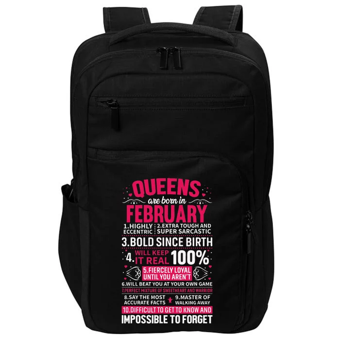 Queens Are Born in February Birthday Gifts Impact Tech Backpack