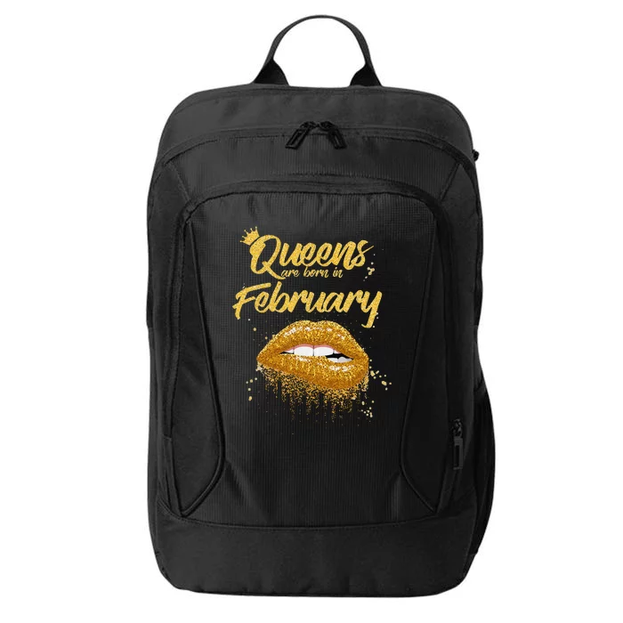 Queens Are Born In February Birthday for Black Wo City Backpack