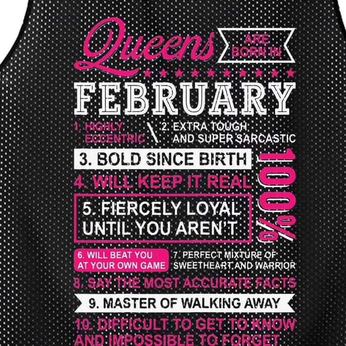 Queens Are Born In February 10 Facts Funny Birthday Mesh Reversible Basketball Jersey Tank